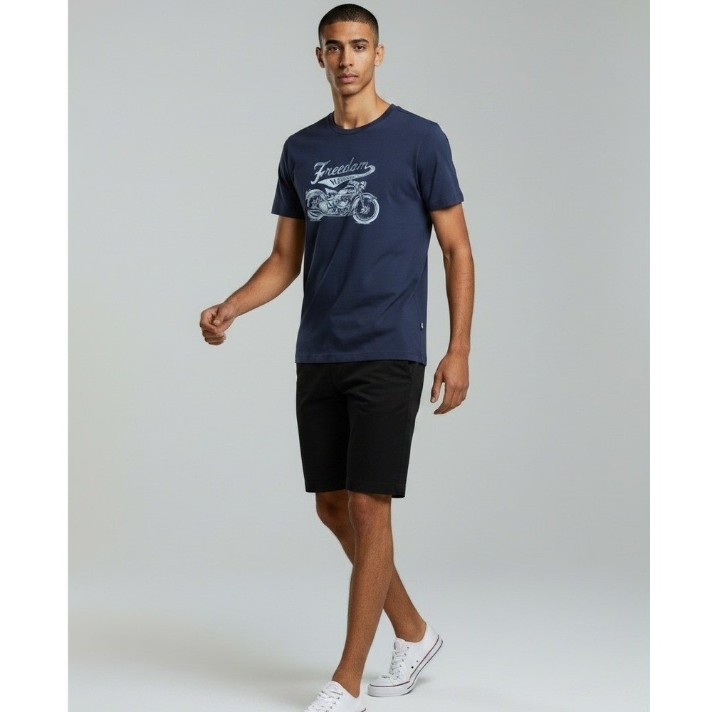 Life is Good Freedom Machine T-Shirt Men's XL Navy Blue Short Sleeve Motorcycle